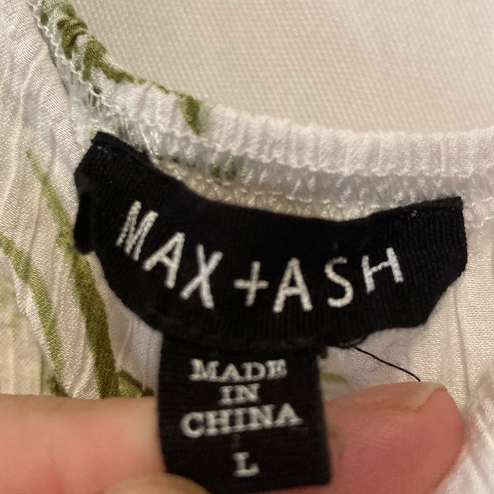 MAX + ASH Womens Size Large White and Green Milkmaid Dress Cottagecore - Picture 3 of 5